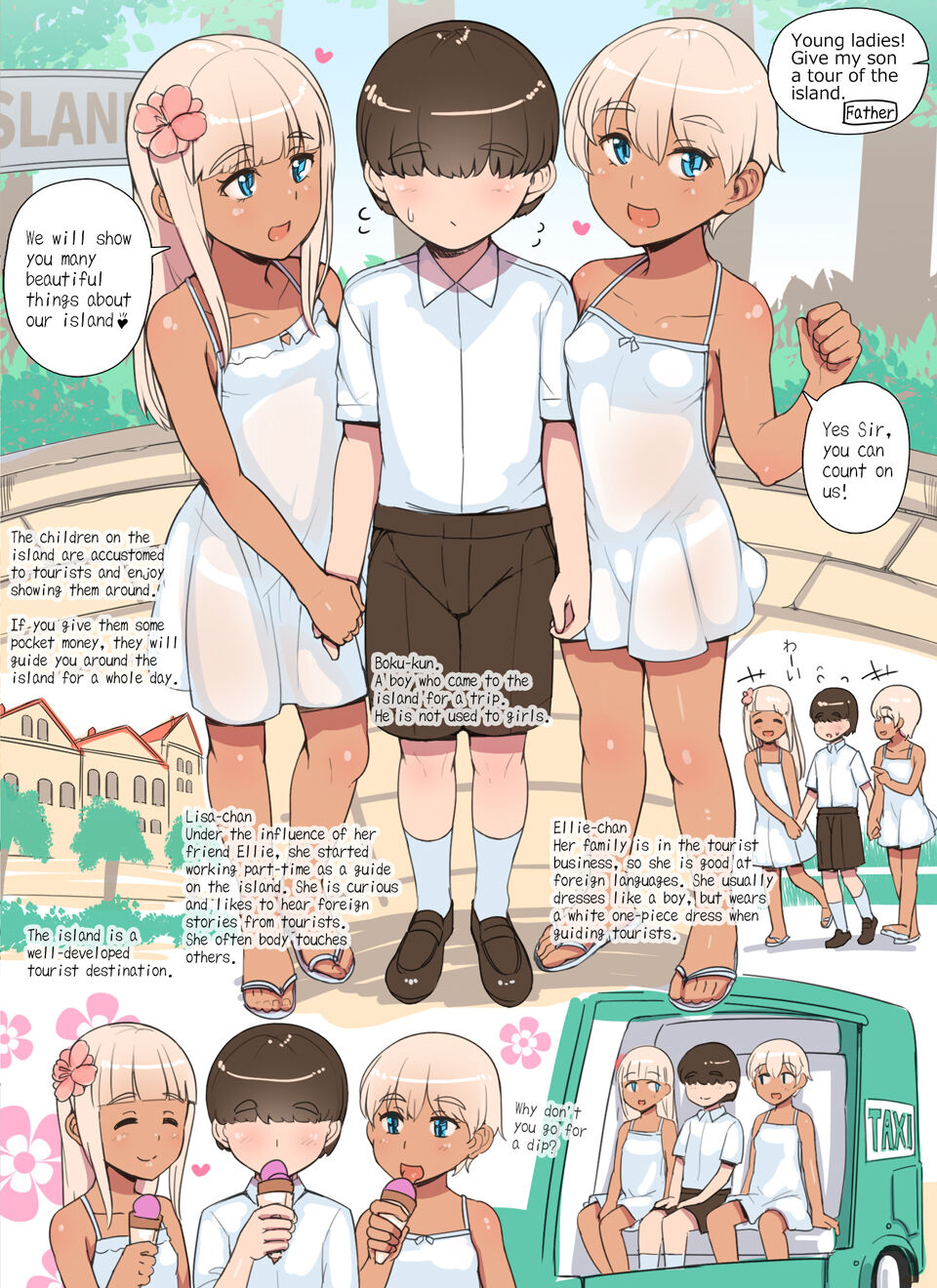 Shota ga Kasshoku Loli ni Shima o Annai Shite Morau Manga Shota  